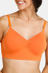 Zivame Urban Leisure Double Layered Non Wired Full Coverage Bralette - Apricot Orange — thumbnail 4